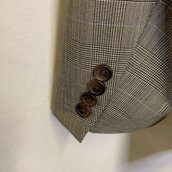 Polo University Club Ralph Lauren Tan Black Blue Plaid Wool Suit Size 41 Tall - Picture 10 of 16